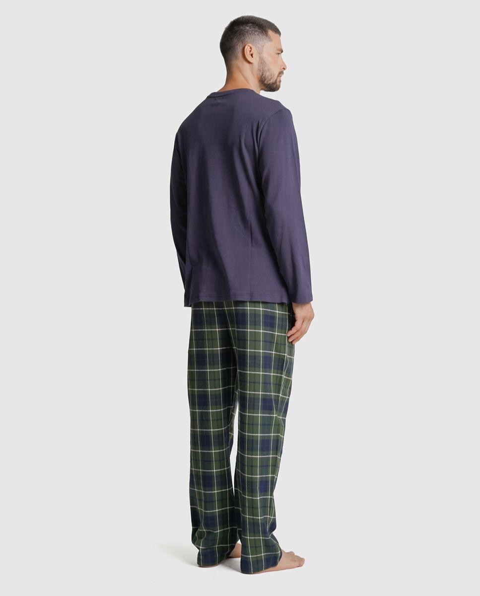 Pijama algodão regular fit azul quadrado Azul-3