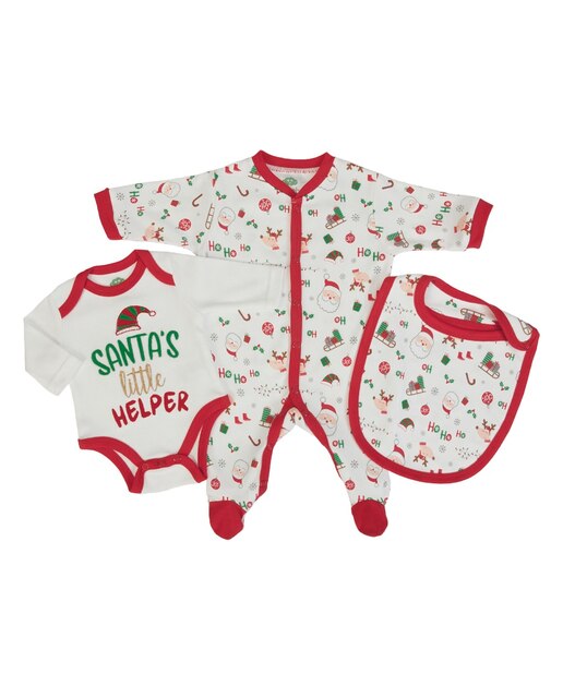 Conjunto de babygrow mais body mais babete - Natal