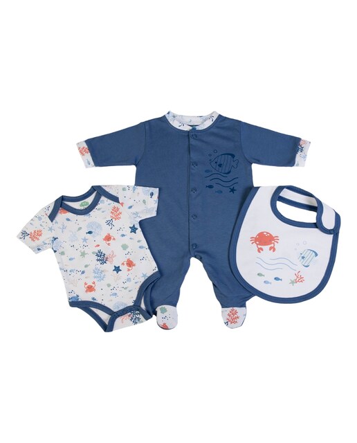 Imagem 0 de Conjunto de babygrow, body e babete em algodão orgânico