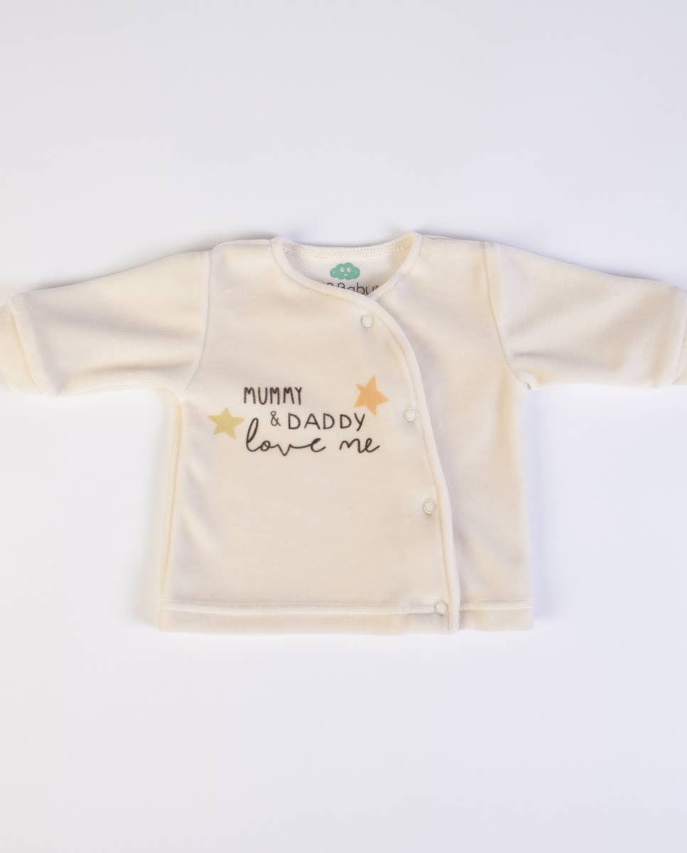 Conjunto de t-shirt de manga comprida e calças com pé em veludo FS Baby Cru-2