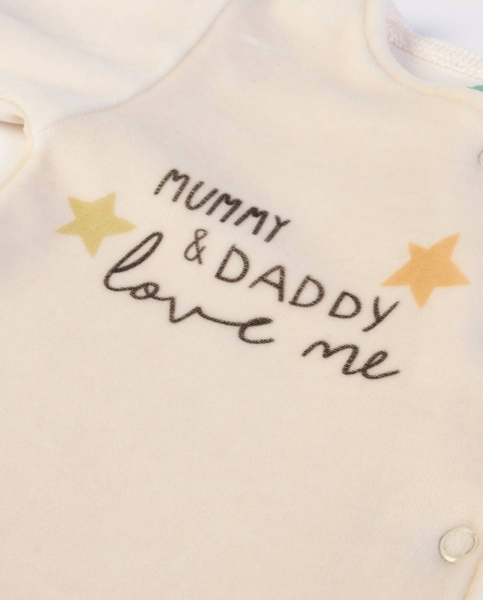 Conjunto de t-shirt de manga comprida e calças com pé em veludo FS Baby Cru-3