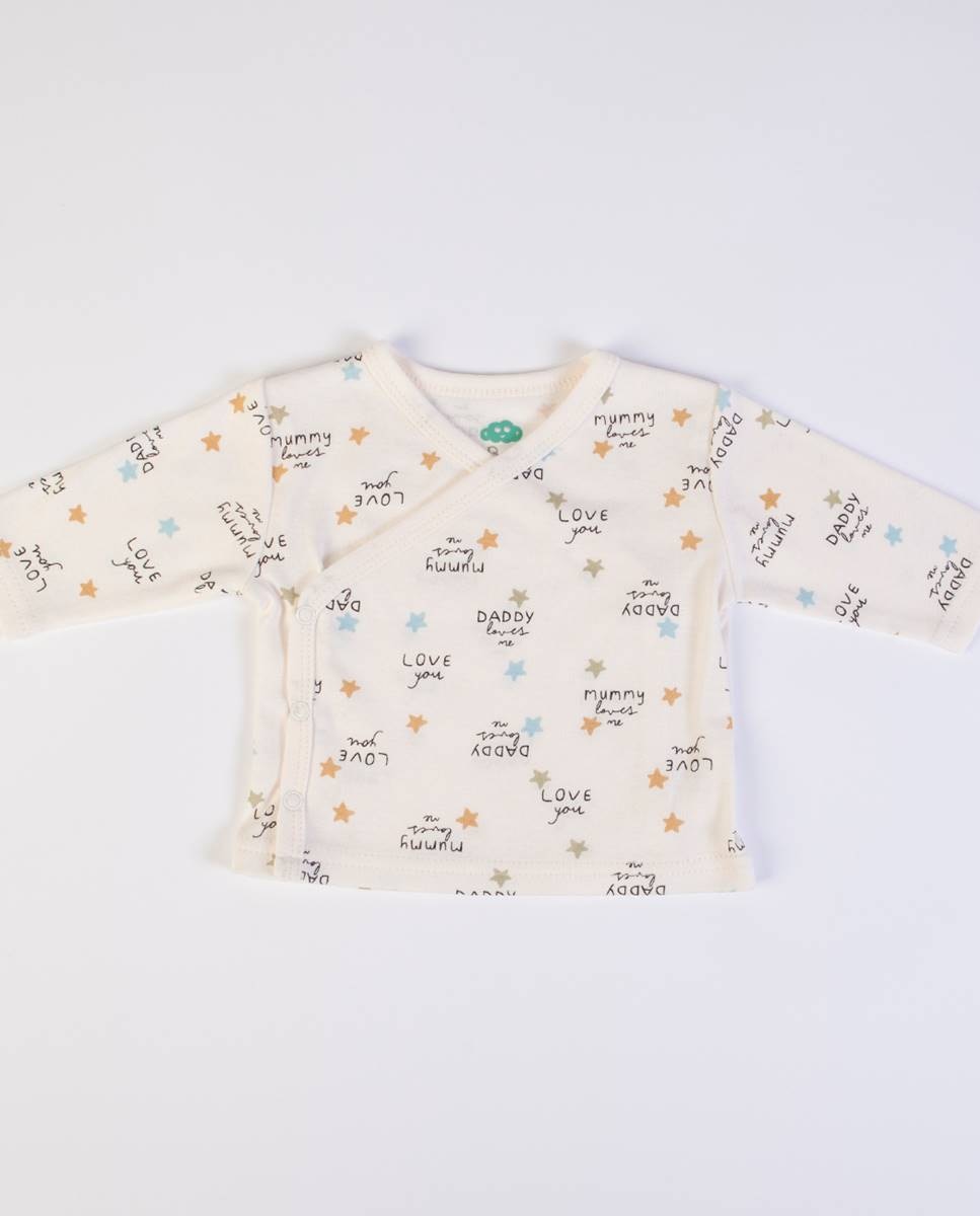 Conjunto de t-shirt de manga comprida traçada, calças e gorro em algodão FS Baby Cru-2