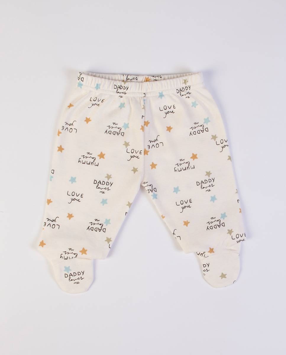 Conjunto de t-shirt de manga comprida traçada, calças e gorro em algodão FS Baby Cru-5
