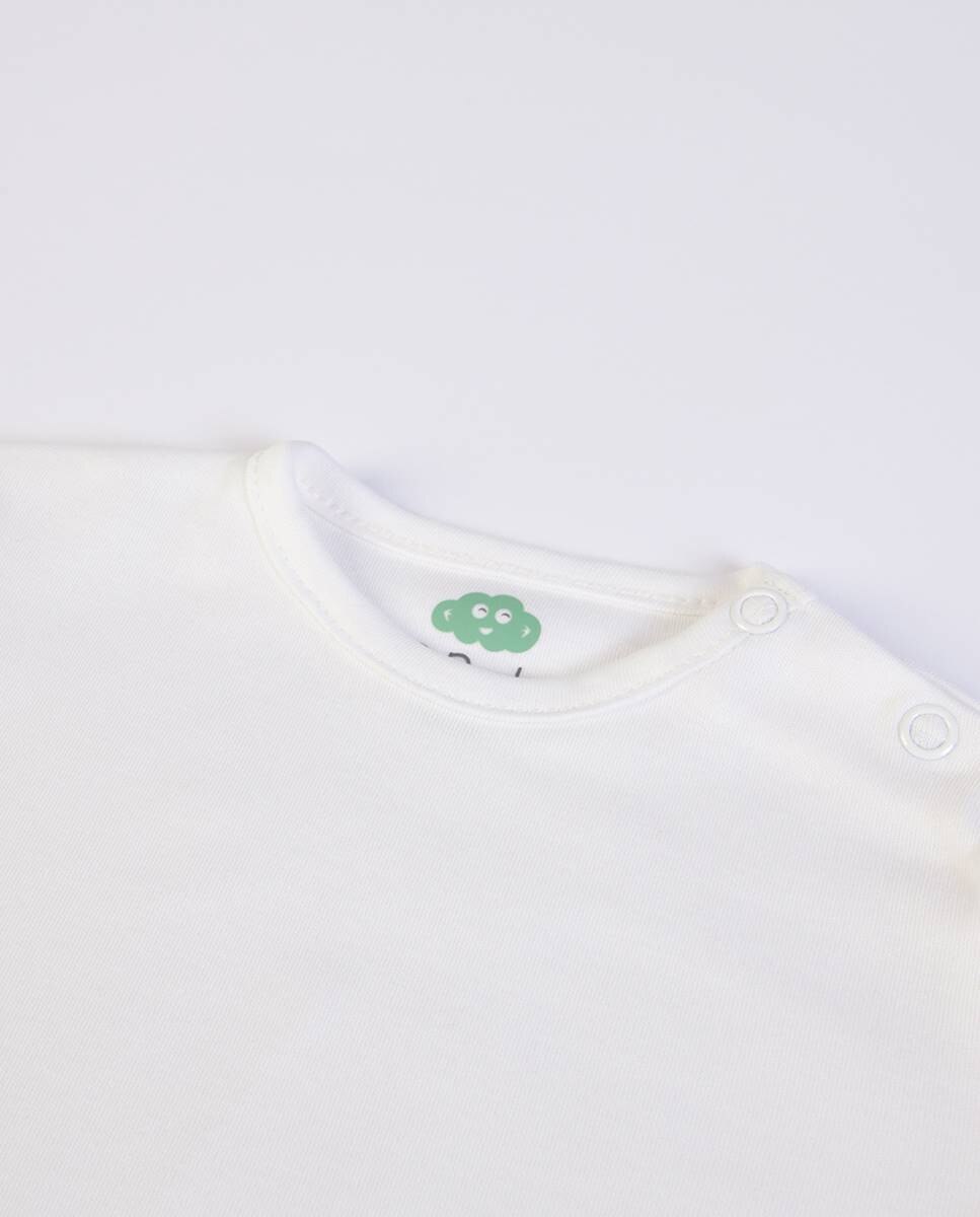 Conjunto de jardineira em malha e t-shirt de manga comprida em algodão FS Baby Verde-3