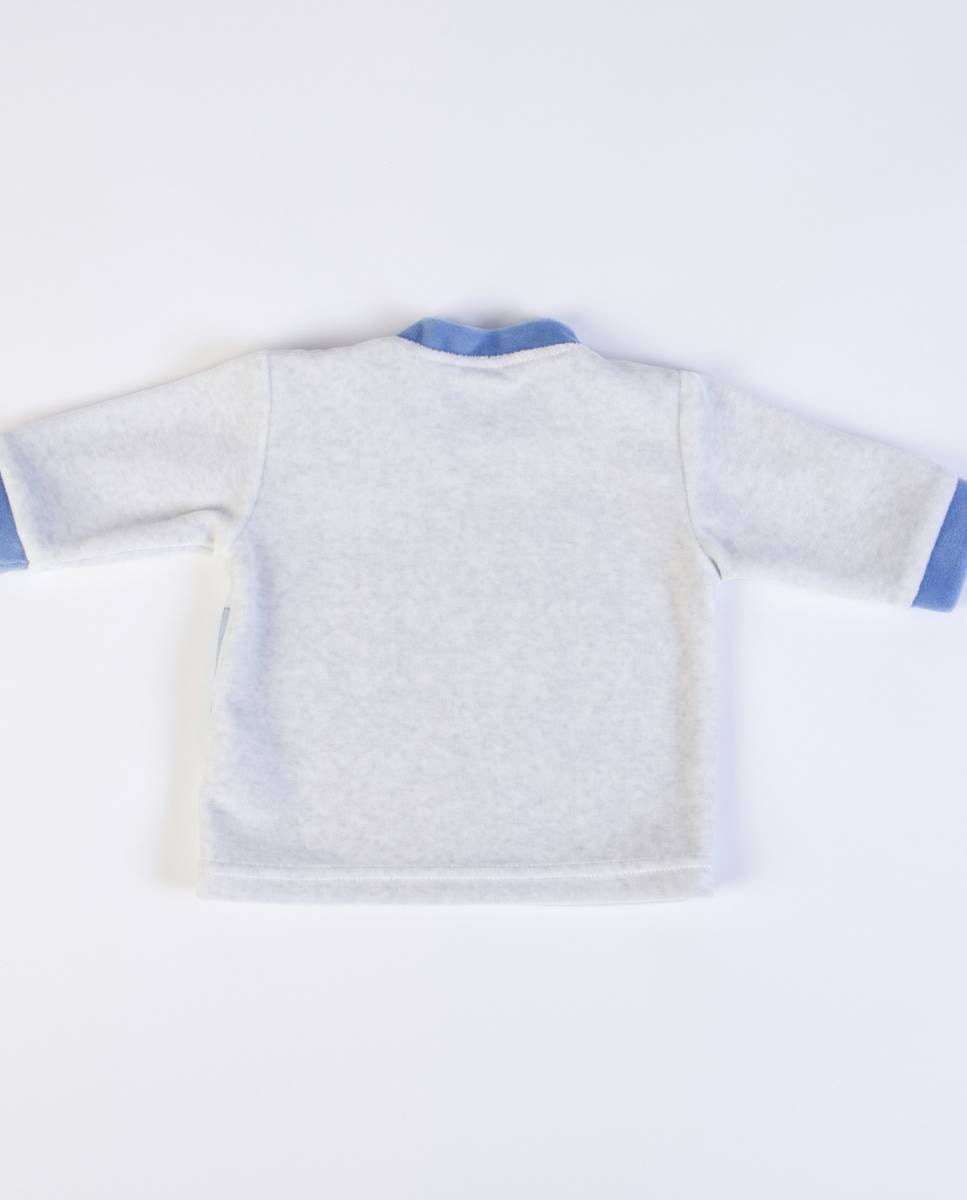 Conjunto de t-shirt de manga comprida e calças com pé em veludo FS Baby Azul-5