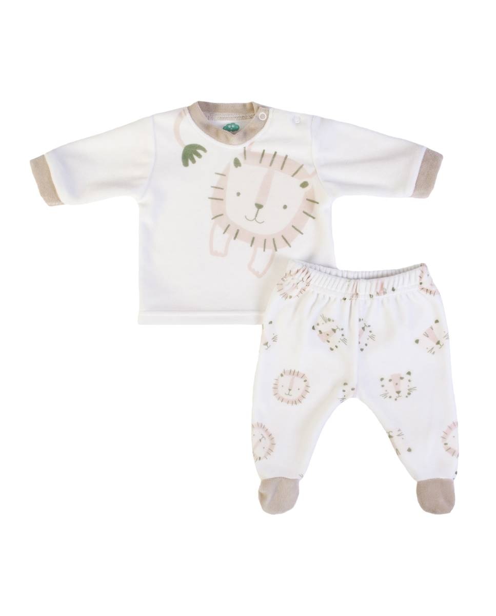 Imagem 0 de Conjunto de t-shirt de manga comprida e calças com pé em veludo