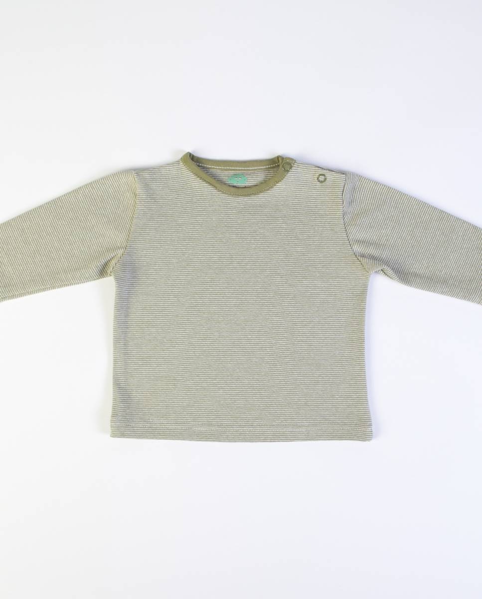 Conjunto de jardineira em felpa cardada e t-shirt de manga comprida em algodão FS Baby Taupe-2