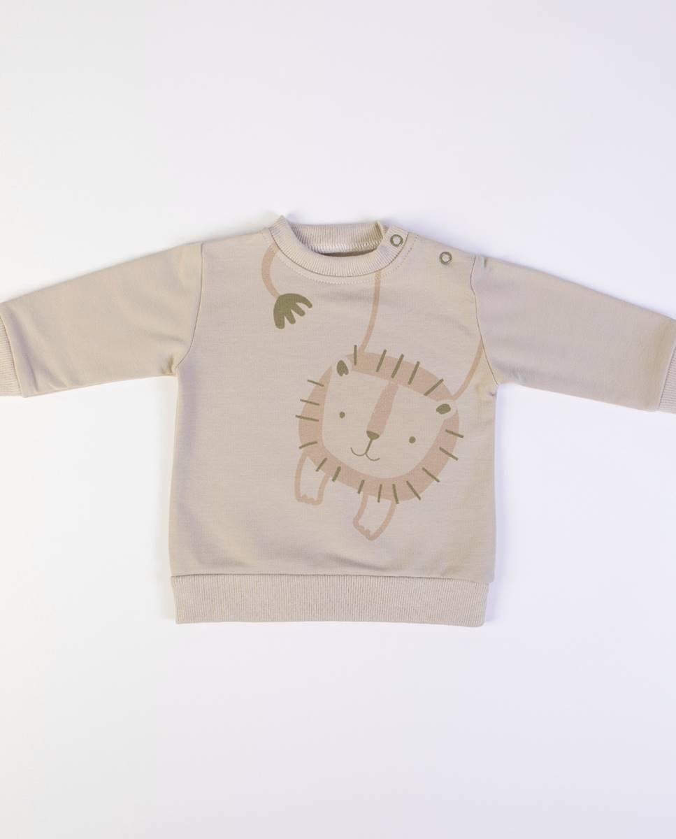 Fato de treino em felpa cardada, com sweatshirt e calças FS Baby Taupe-2