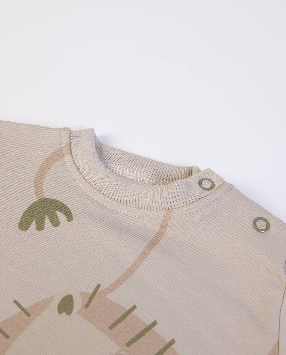 Fato de treino em felpa cardada, com sweatshirt e calças FS Baby Taupe-3
