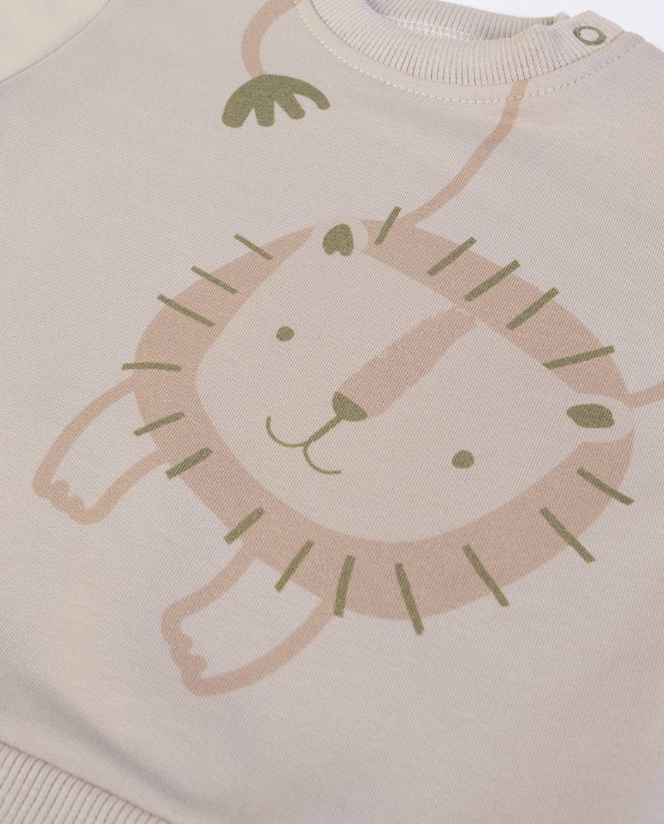 Fato de treino em felpa cardada, com sweatshirt e calças FS Baby Taupe-4