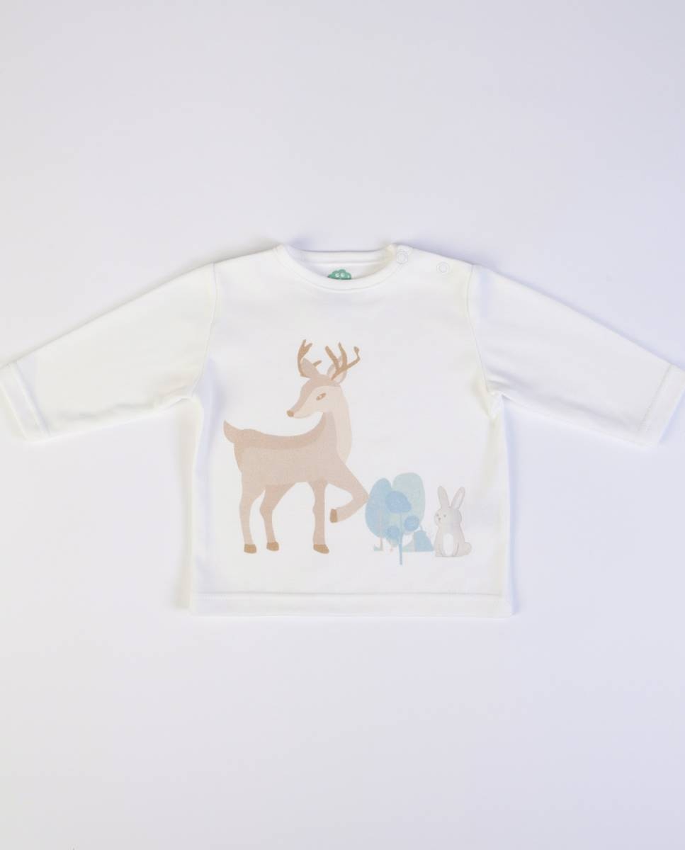 Conjunto de colete e calças em felpa cardada e t-shirt de manga comprida em algodão orgânico FS Baby Castanho-claro-3