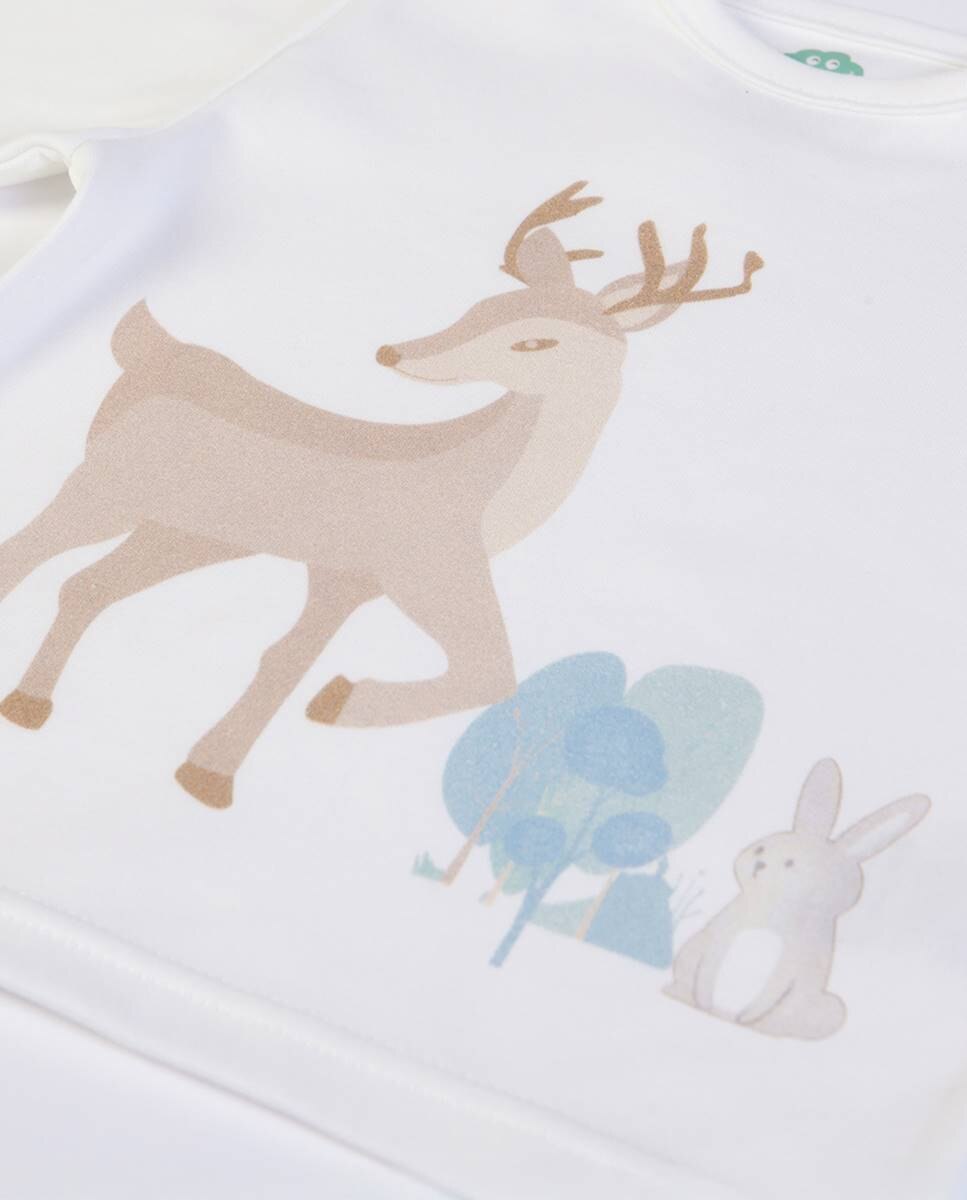 Conjunto de colete e calças em felpa cardada e t-shirt de manga comprida em algodão orgânico FS Baby Castanho-claro-4