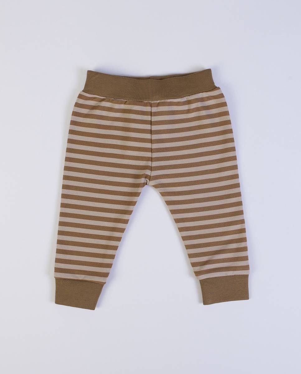 Conjunto de colete e calças em felpa cardada e t-shirt de manga comprida em algodão orgânico FS Baby Castanho-claro-5