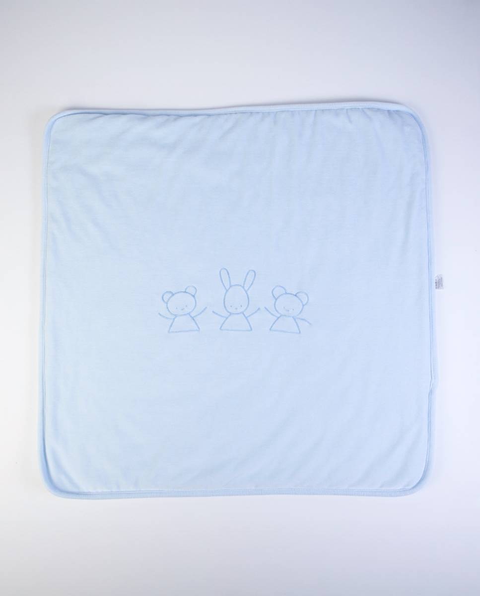 Manta acolchoada reversível em veludo orgânico FS Baby Azul-3