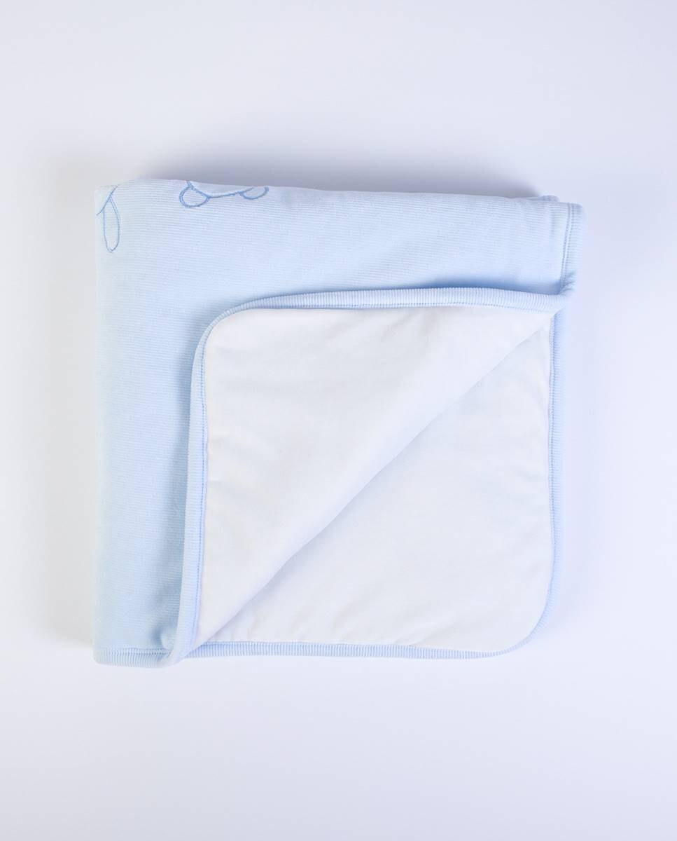 Manta acolchoada reversível em veludo orgânico FS Baby Azul-5