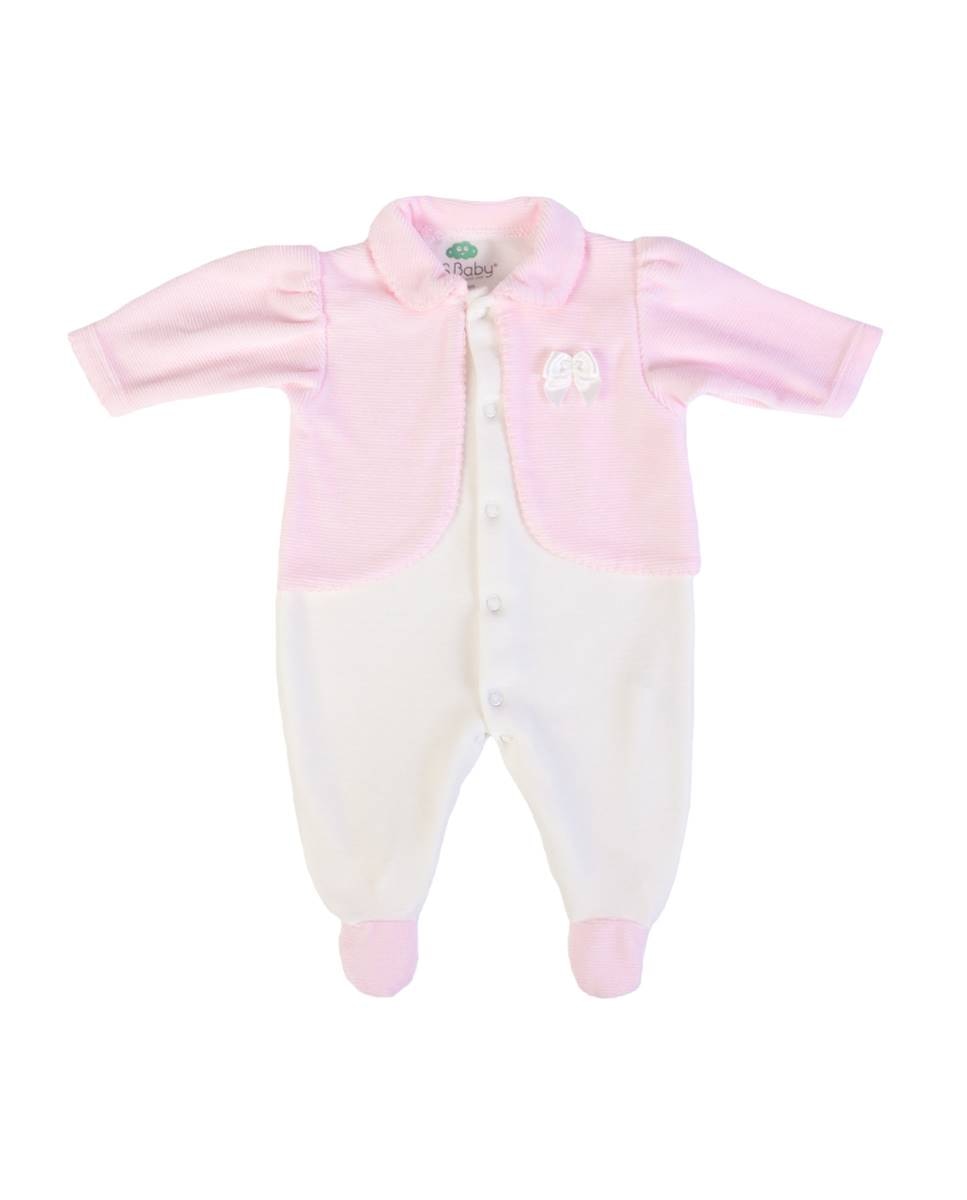 Babygrow em veludo orgânico FS Baby Rosa-1