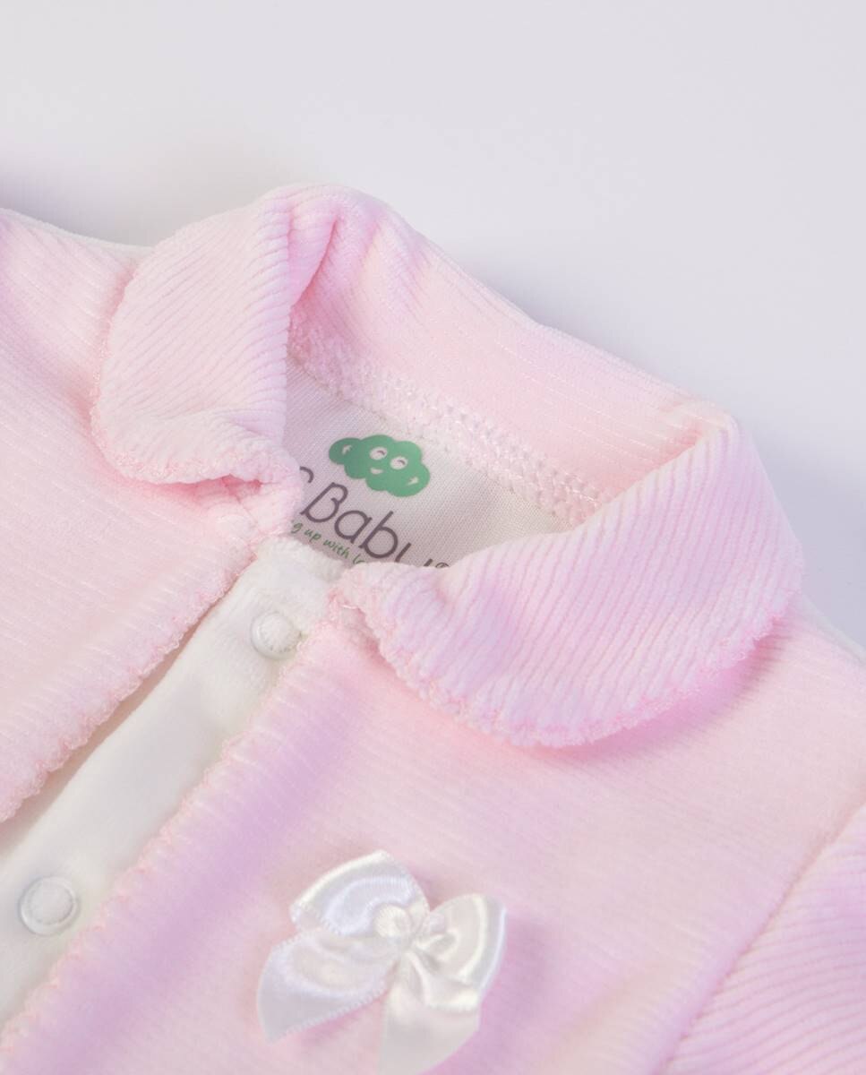 Babygrow em veludo orgânico FS Baby Rosa-2