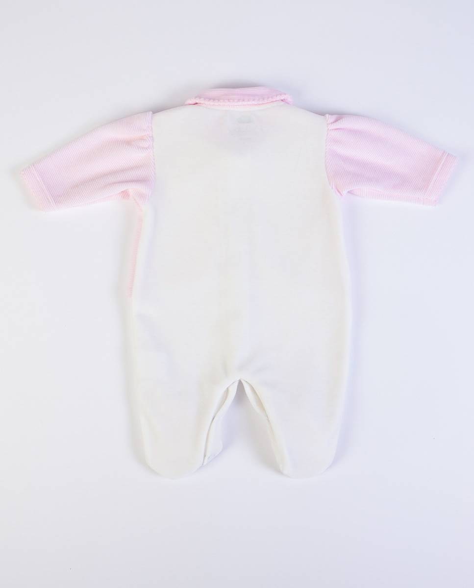 Babygrow em veludo orgânico FS Baby Rosa-6