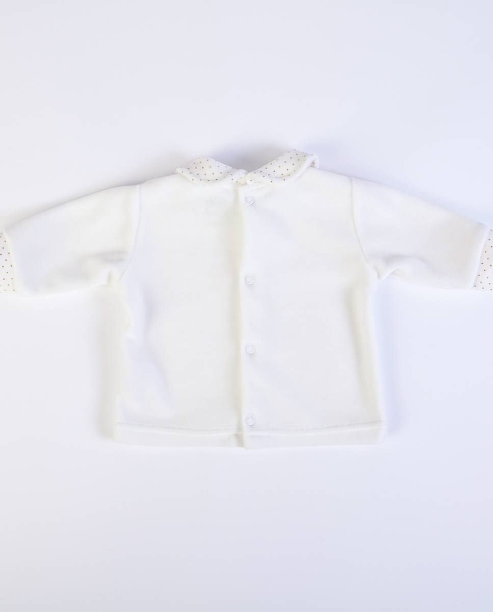 Conjunto de t-shirt de manga comprida e calças com pé em veludo FS Baby Pérola-5