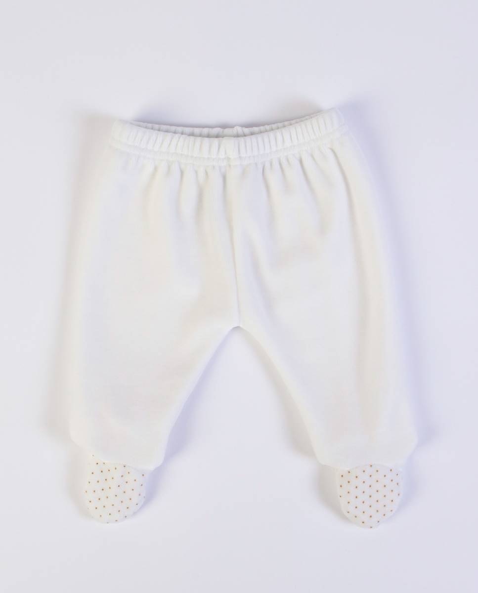 Conjunto de t-shirt de manga comprida e calças com pé em veludo FS Baby Pérola-6