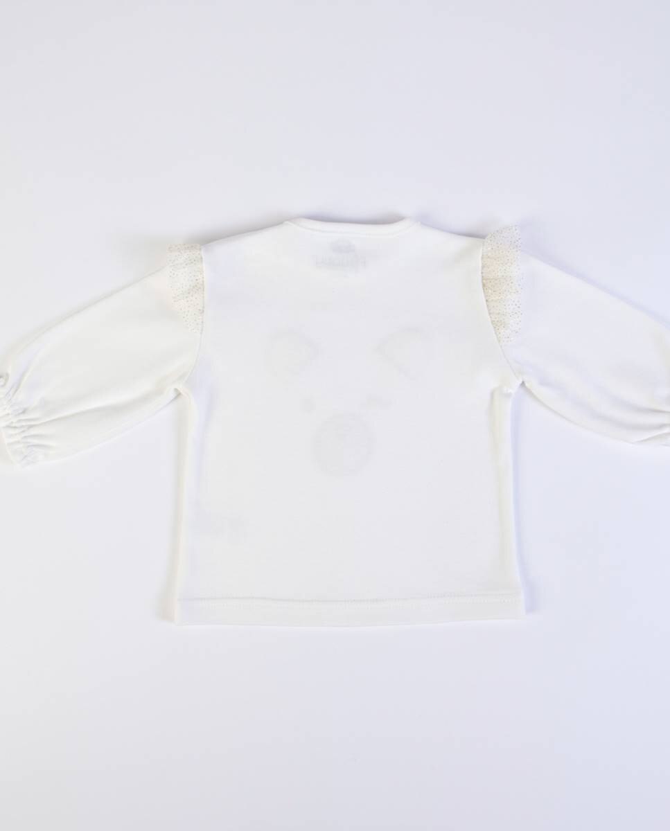 Conjunto de t-shirt de manga comprida em algodão e calças em malha dourada FS Baby Dourado-5