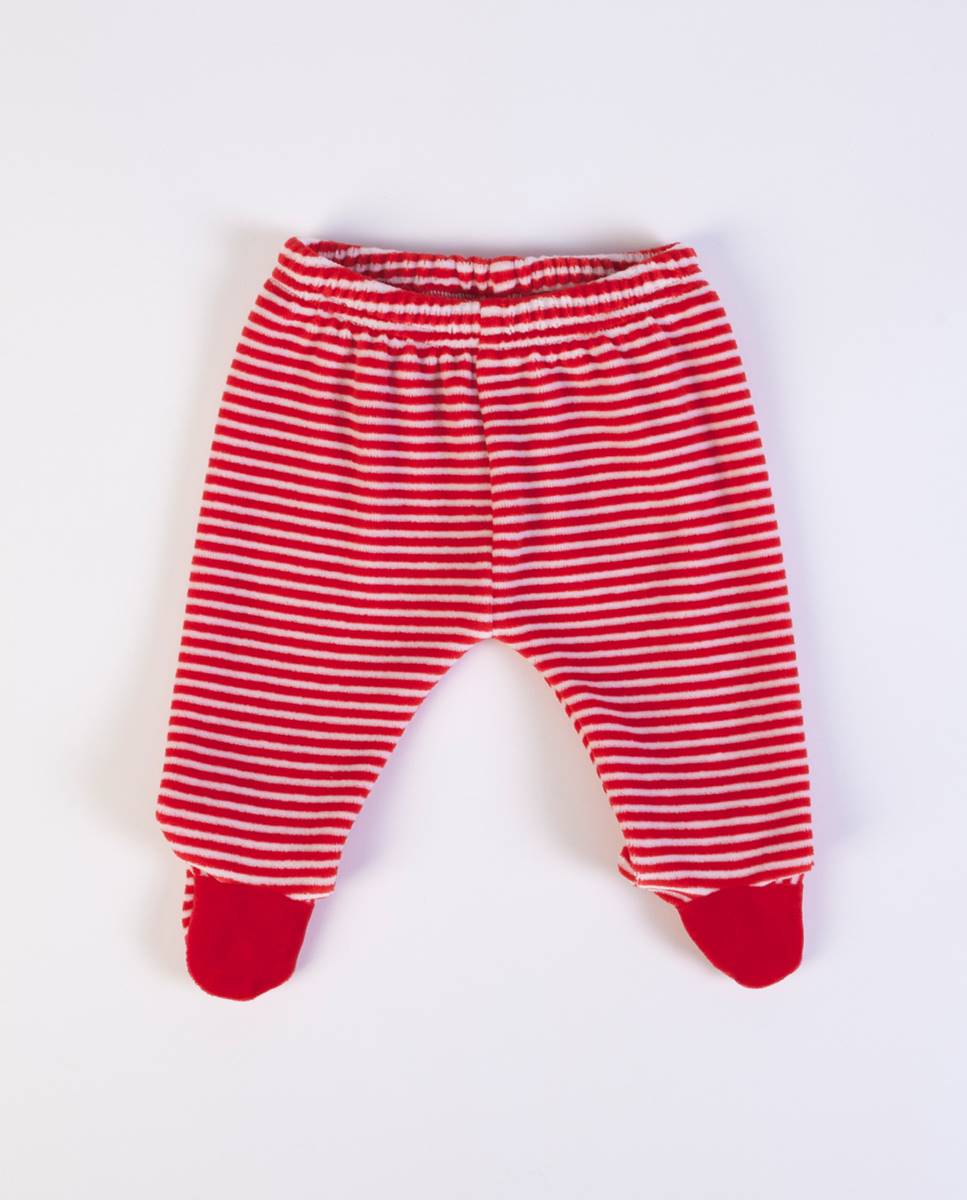 Conjunto de t-shirt de manga comprida e calças com pé em veludo "Natal FS Baby Vermelho-6