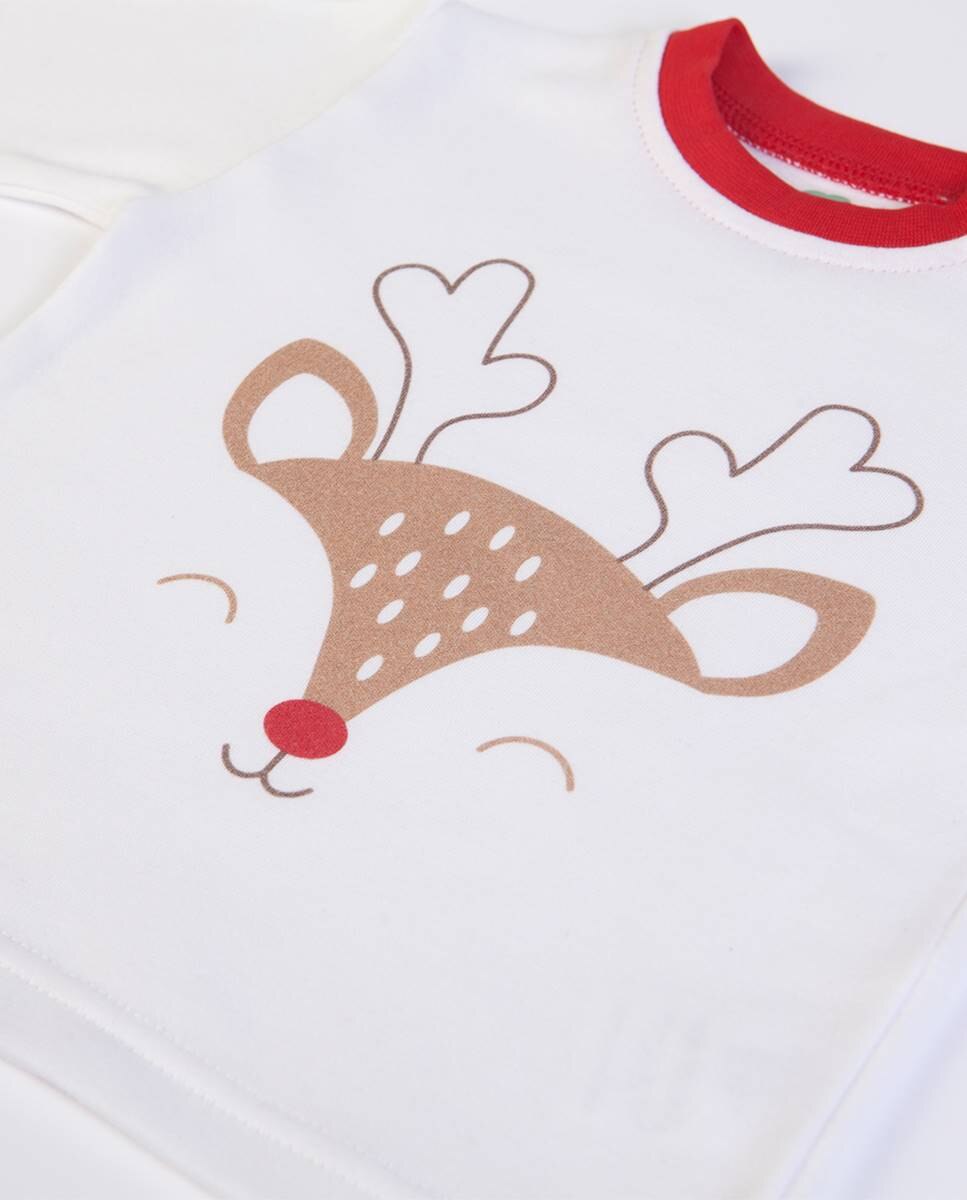 Conjunto de t-shirt de manga comprida em algodão e calças cardadas "Natal FS Baby Vermelho-5