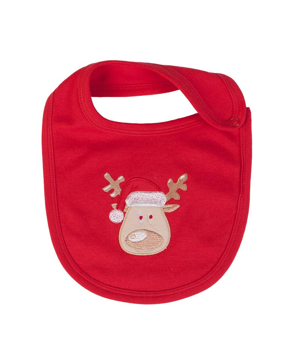 Babete "Natal" em algodão Vermelho-1