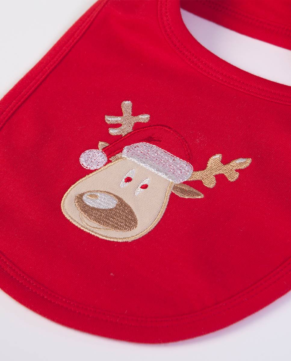 Babete "Natal" em algodão Vermelho-2