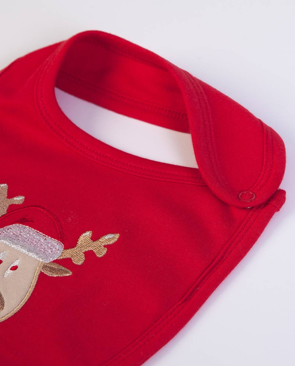 Babete "Natal" em algodão Vermelho-3