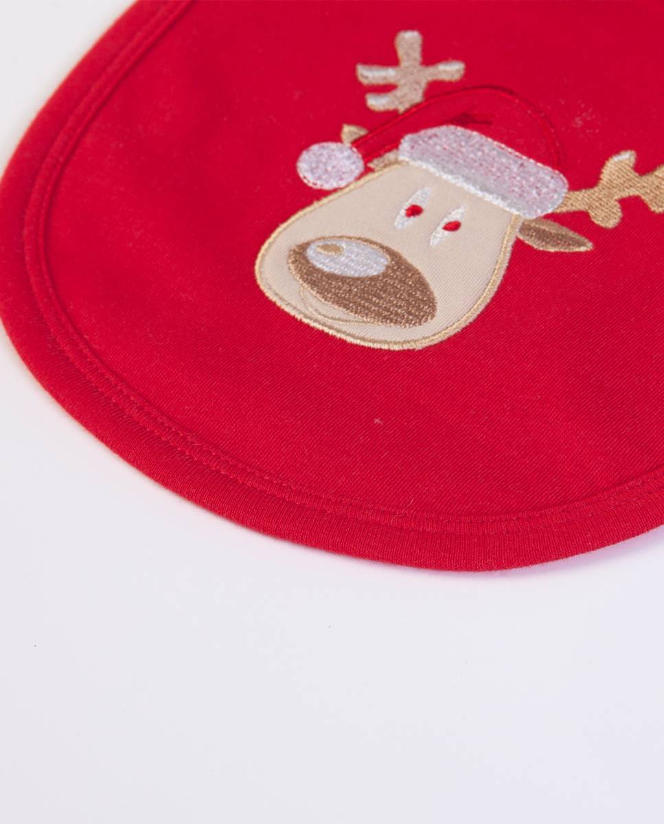 Babete "Natal" em algodão Vermelho-4