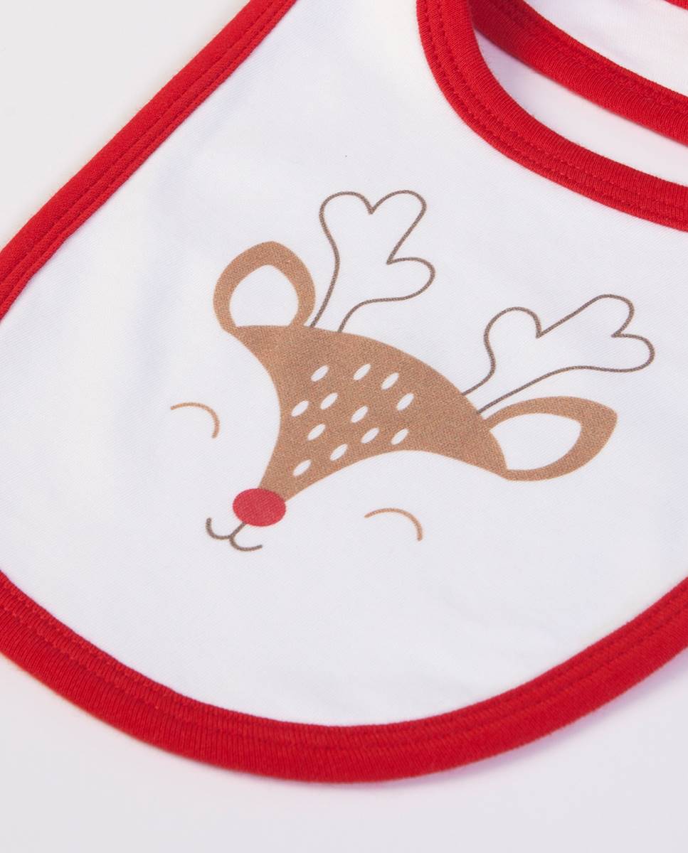 Babete "Natal" em algodão Vermelho-2