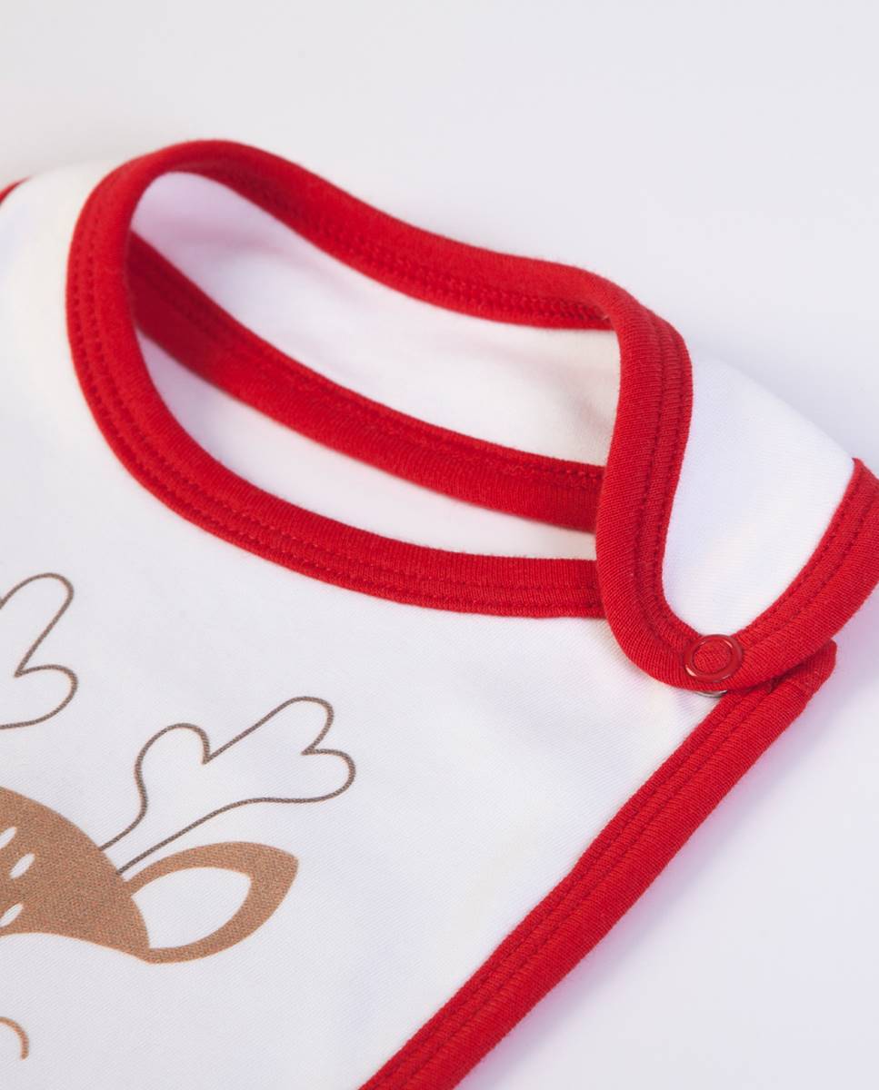 Babete "Natal" em algodão Vermelho-3