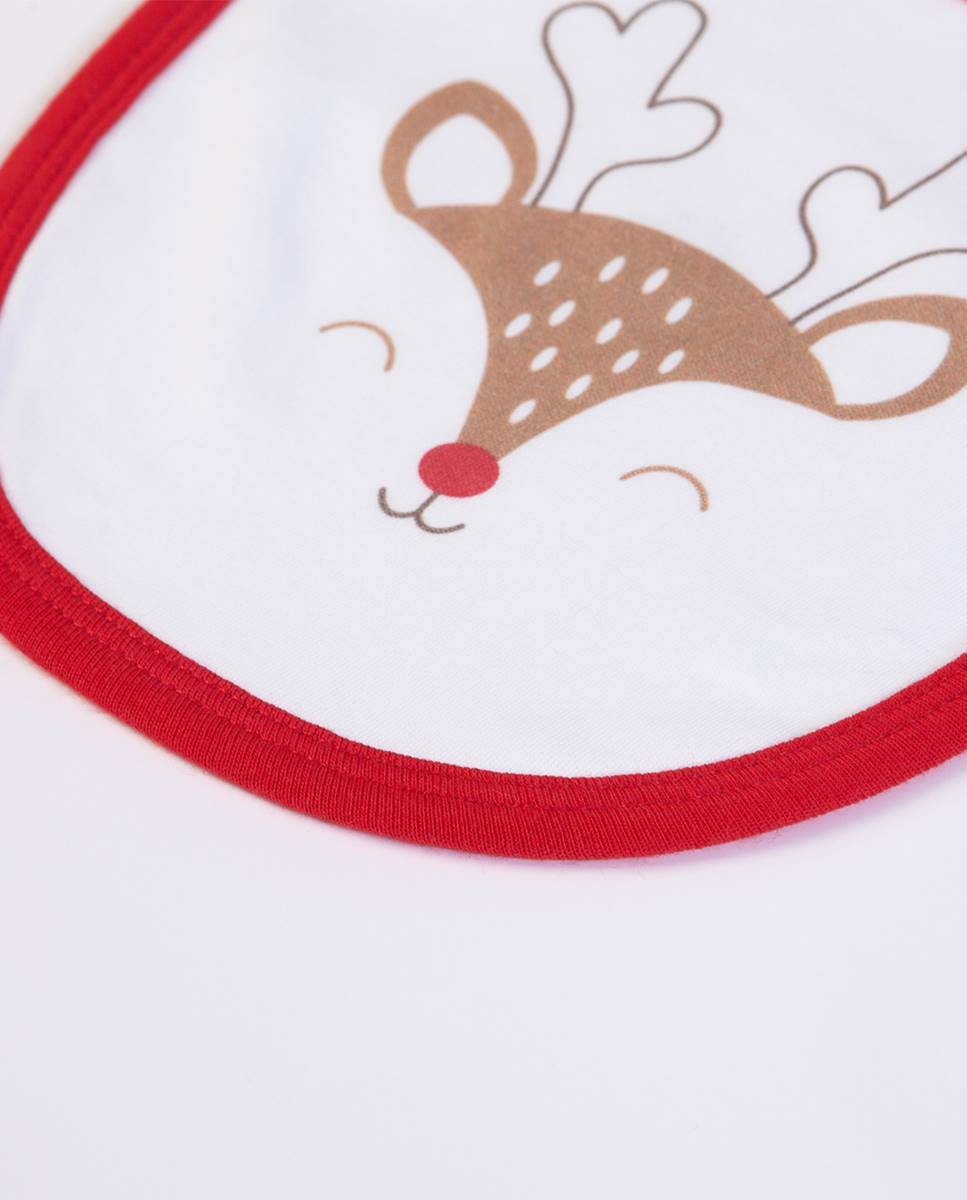 Babete "Natal" em algodão Vermelho-4