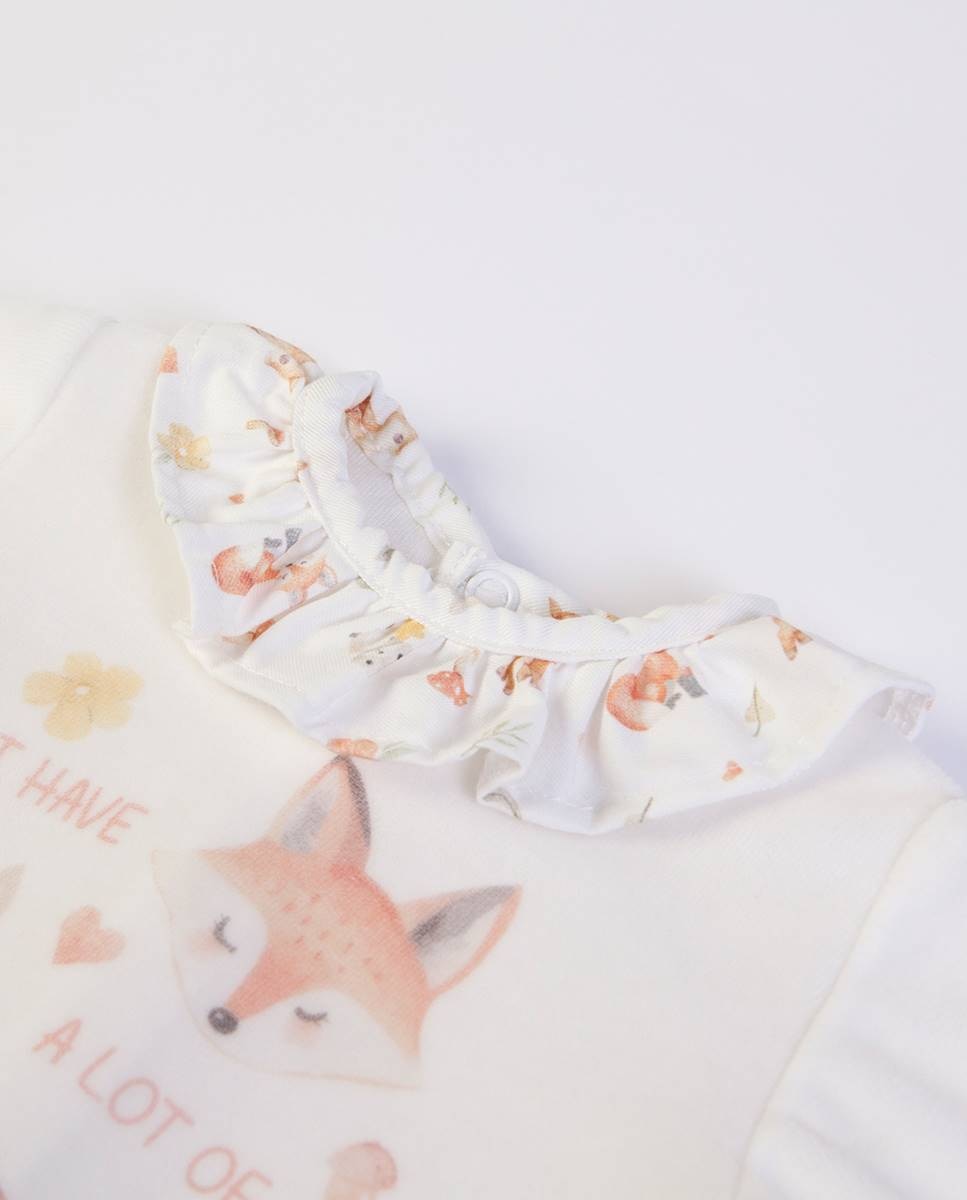 Conjunto de t-shirt de manga comprida e calças com pé em veludo FS Baby Salmão-3