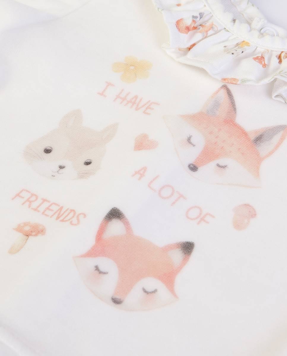 Conjunto de t-shirt de manga comprida e calças com pé em veludo FS Baby Salmão-4