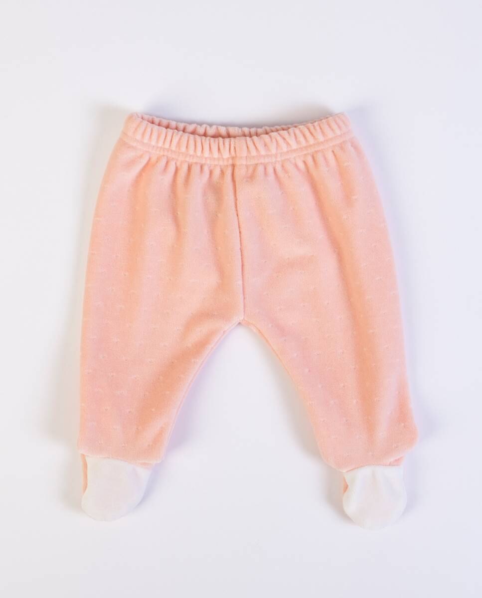Conjunto de t-shirt de manga comprida e calças com pé em veludo FS Baby Salmão-6