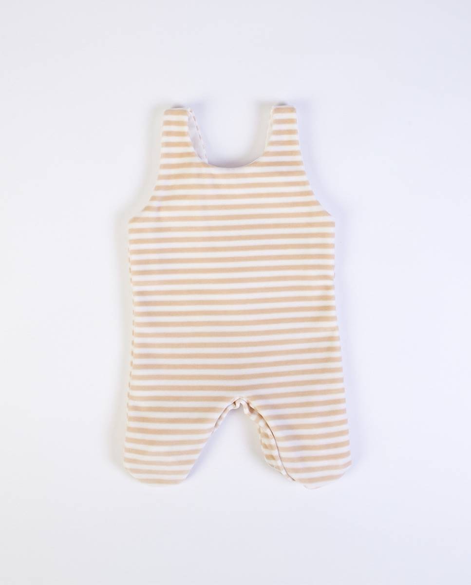 Conjunto de jardineira em veludo e body de manga comprida em algodão FS Baby Camel-6