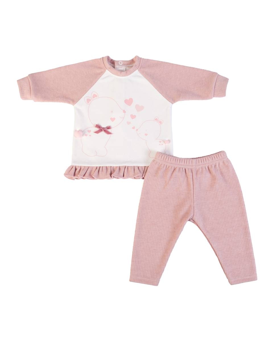 Fato de treino com sweatshirt e calças Rosa-1