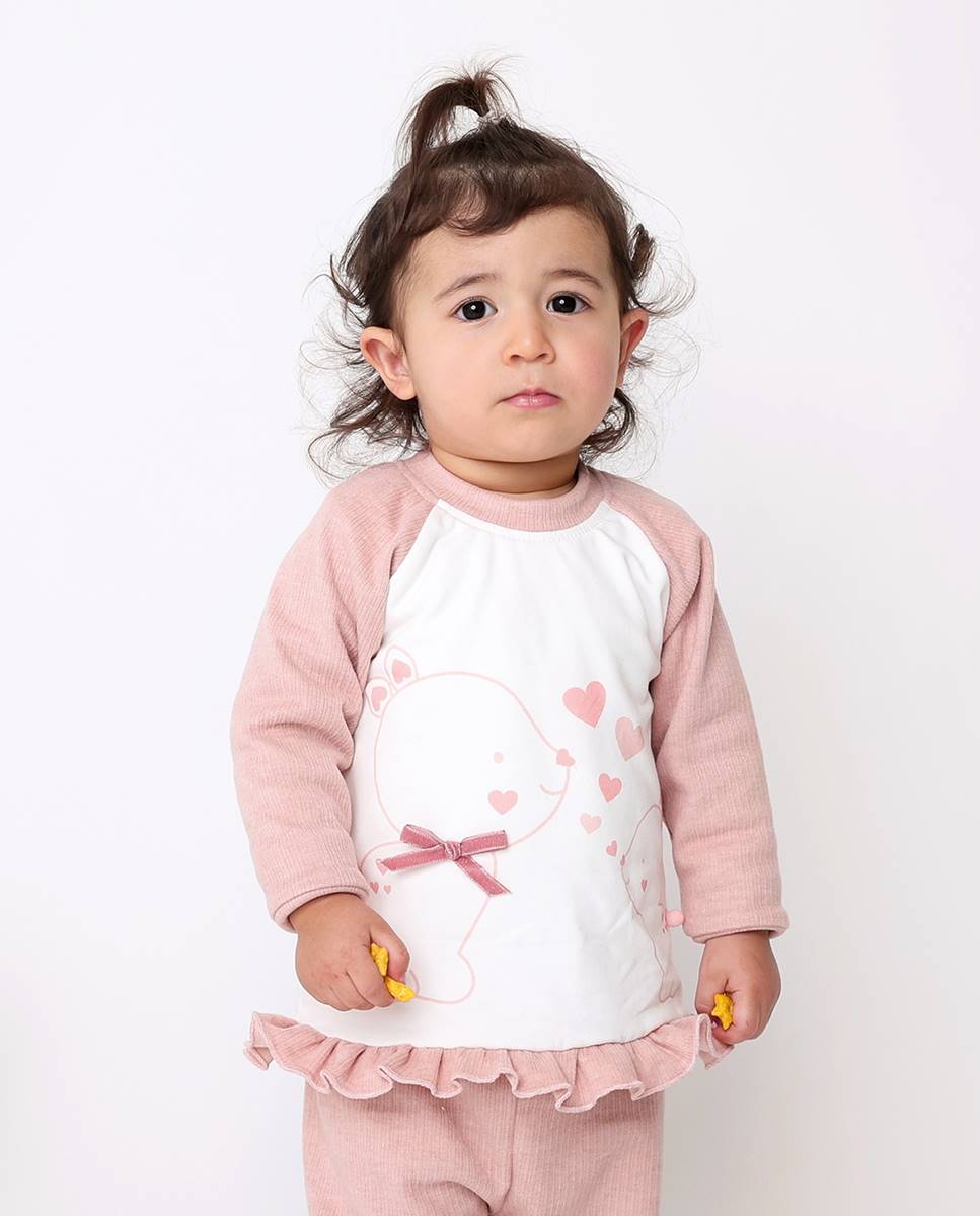 Fato de treino com sweatshirt e calças Rosa-2