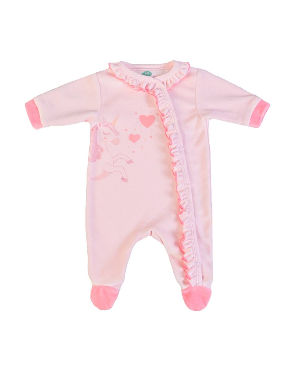 Babygrow em veludo Rosa-1