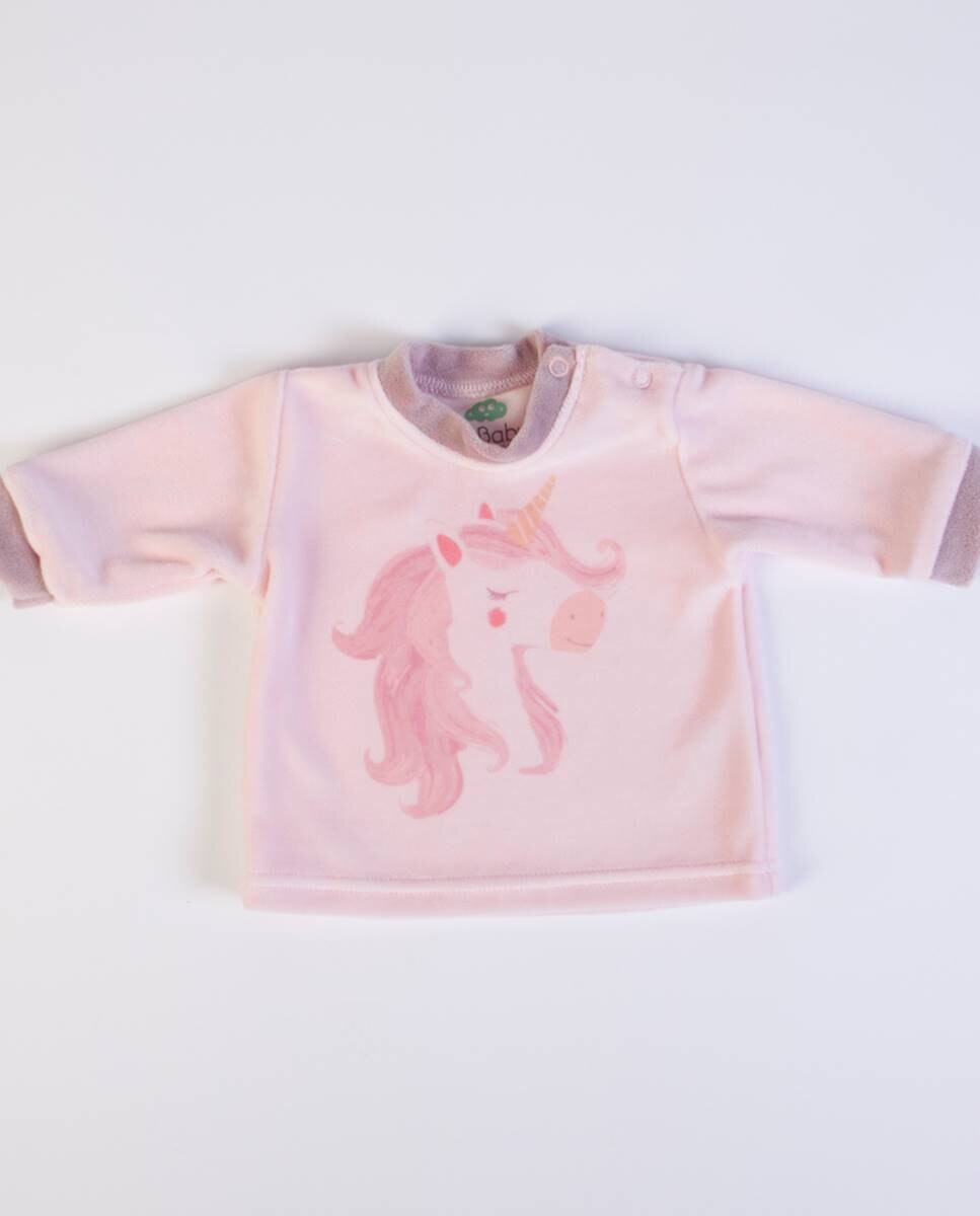 Conjunto de t-shirt de manga comprida e calças com pé em veludo FS Baby Rosa-2