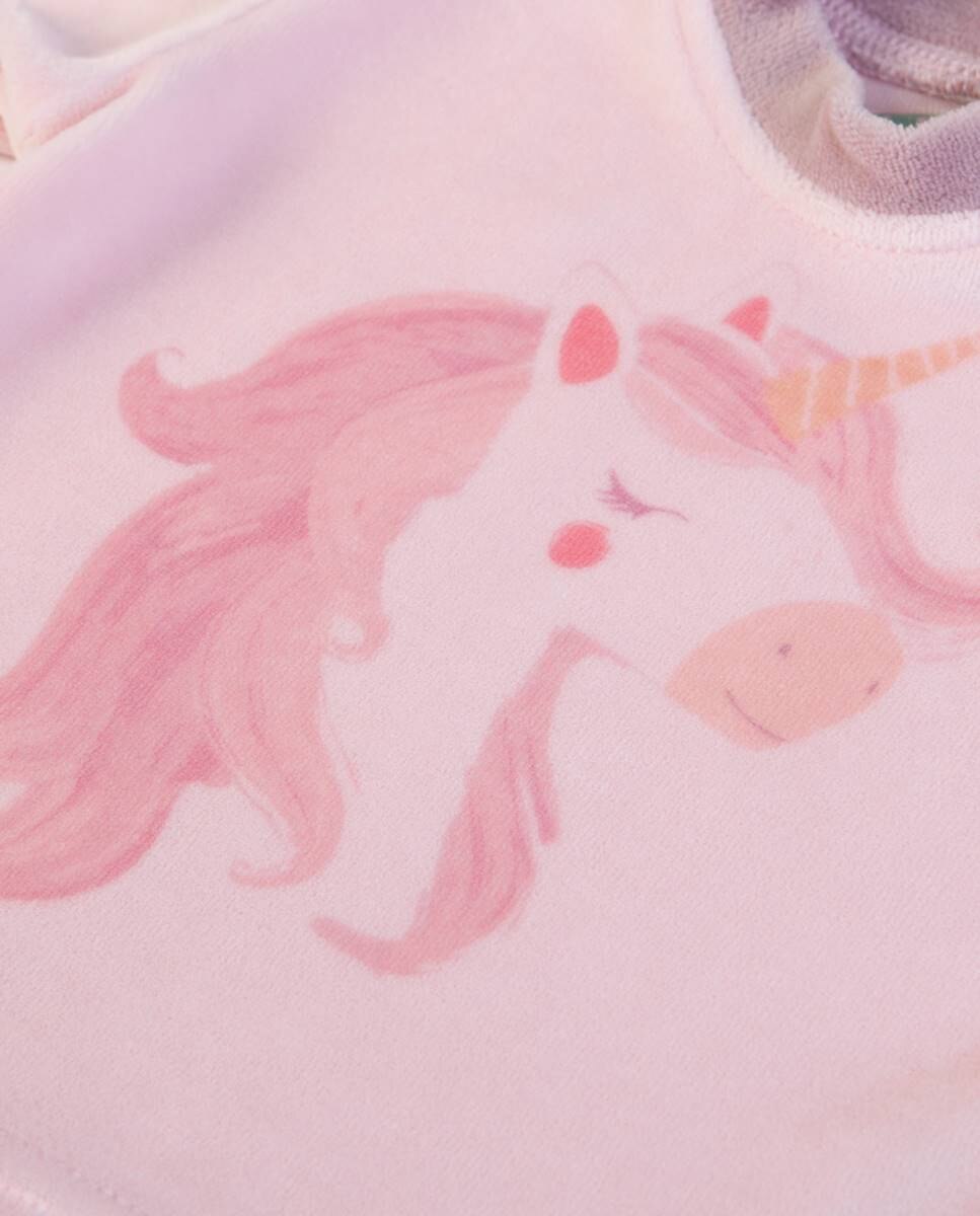 Conjunto de t-shirt de manga comprida e calças com pé em veludo FS Baby Rosa-4