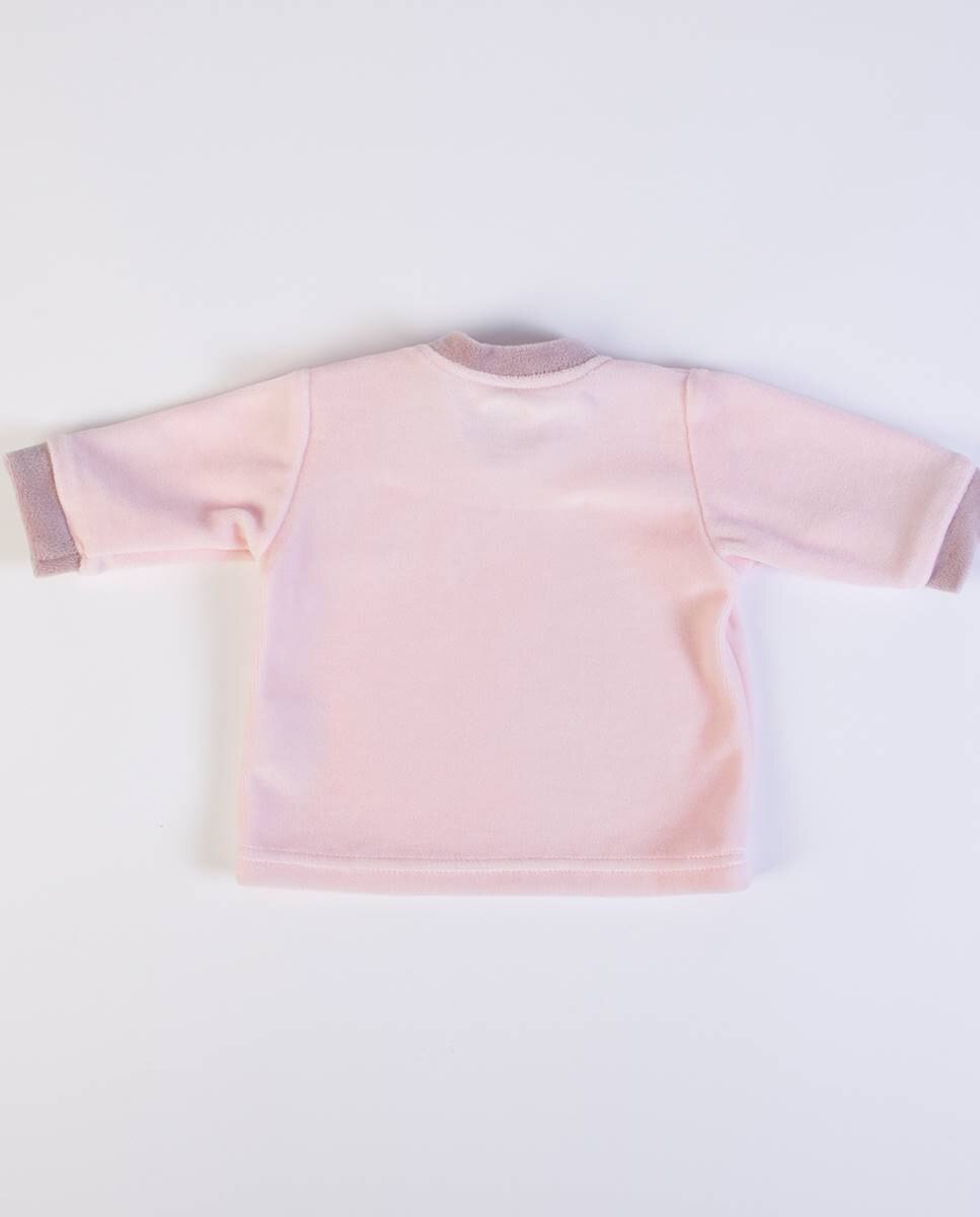 Conjunto de t-shirt de manga comprida e calças com pé em veludo FS Baby Rosa-5