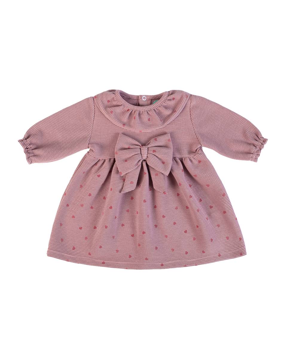 Vestido em rib canelado Rosa-1