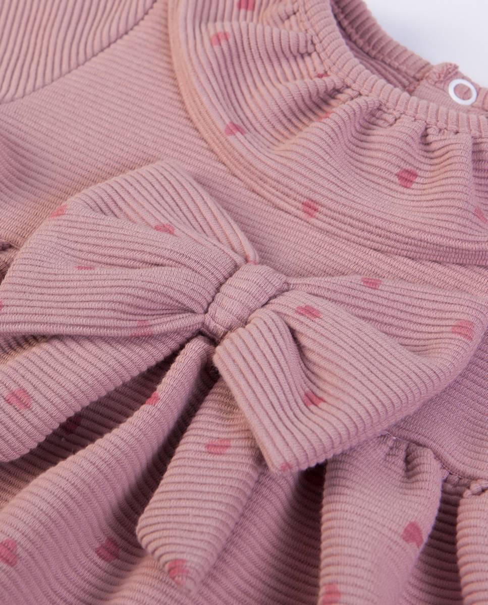 Vestido em rib canelado Rosa-3