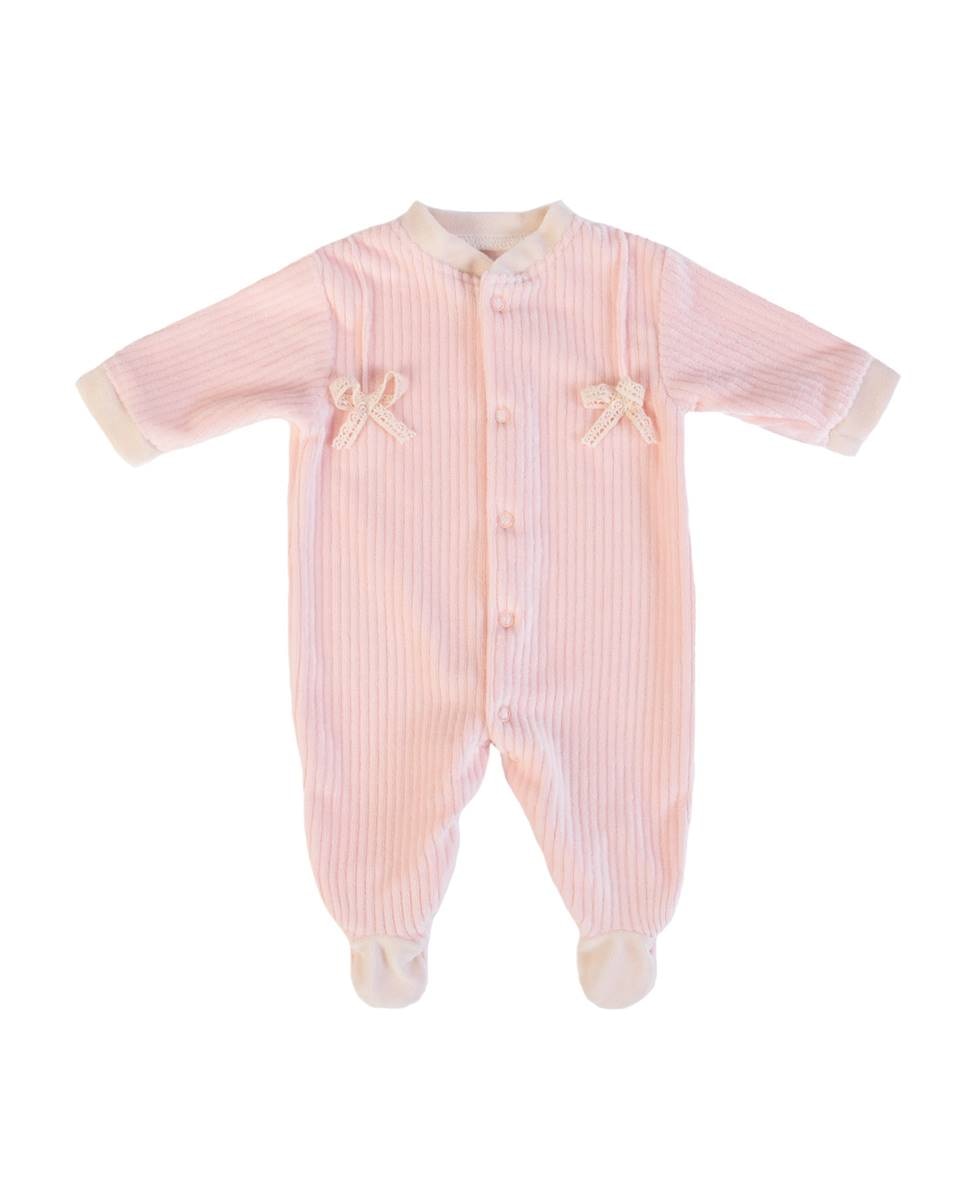 Babygrow em veludo canelado Rosa-1