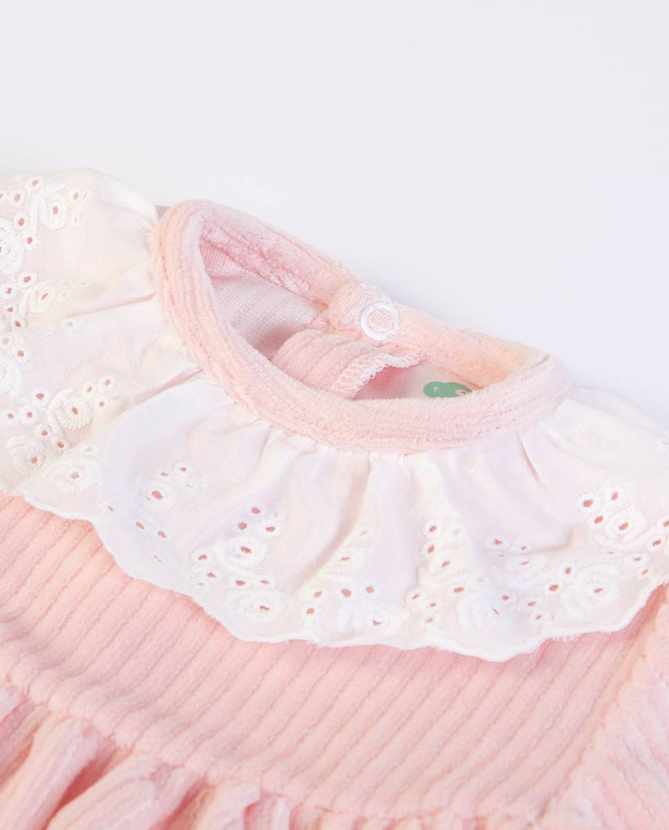 Vestido em veludo canelado Rosa-2