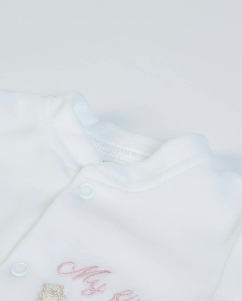 Babygrow "My First Clothes" em veludo Branco-2