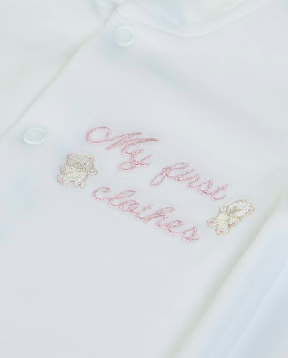 Babygrow "My First Clothes" em veludo Branco-3